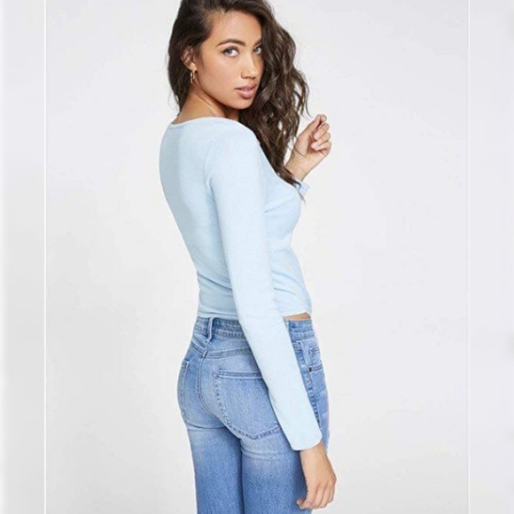 G by GUESS Allie Scoop Neck Front Tie Sweater - Picture 2 of 4